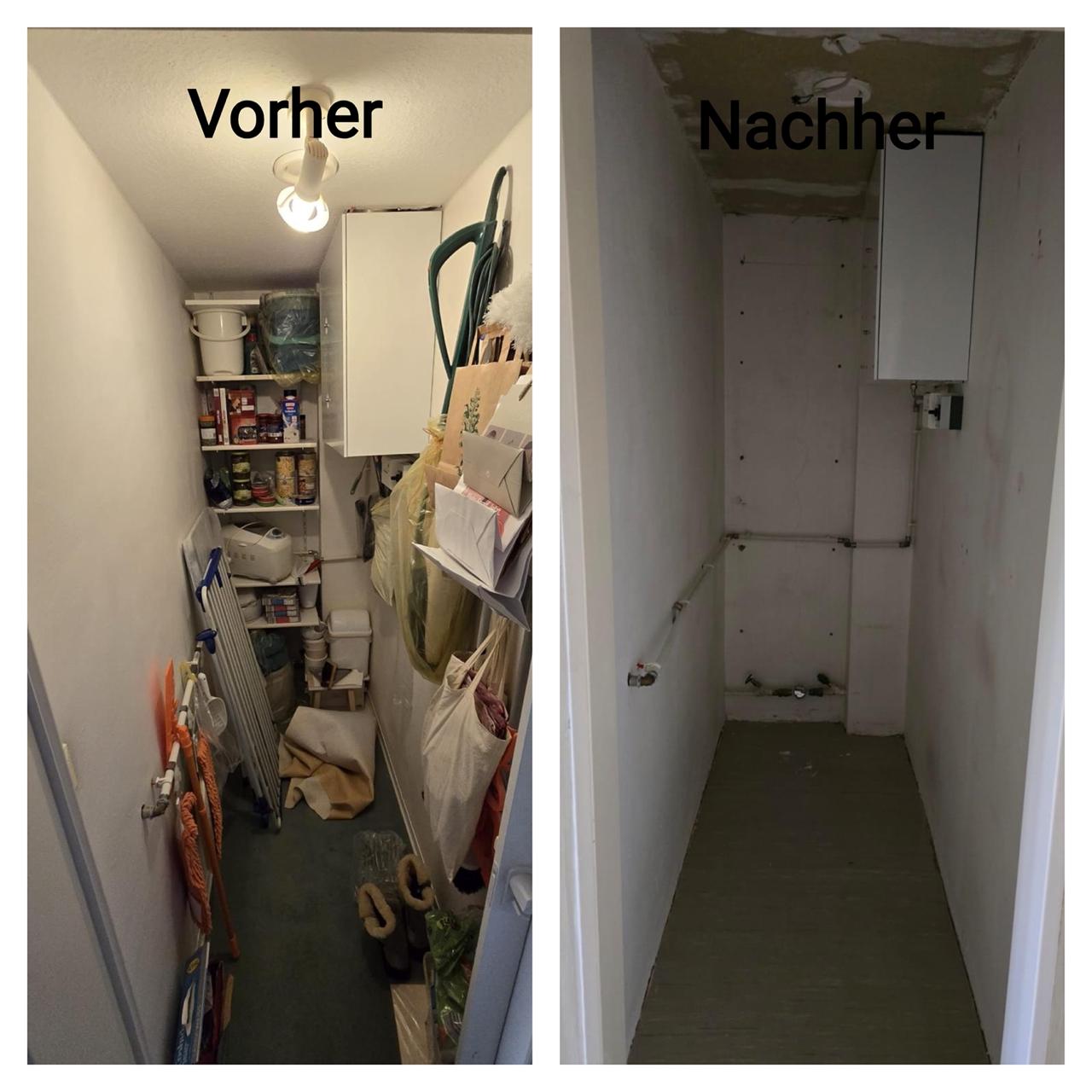 Geschäftsauflösung Kassel: Büroflächen vor und nach der gründlichen Räumung und Reinigung durch Meister Klein.