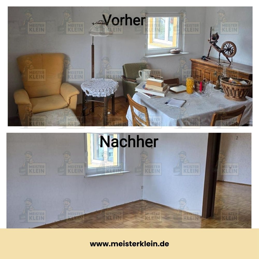 Vorher-Nachher-Vergleich einer Wohnungsauflösung in Kassel – durch Meister Klein